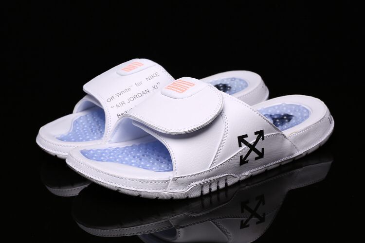 Off White x Air Jordan Hydro XI Sandals White Blue - Click Image to Close